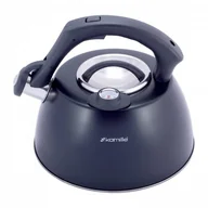 Czajniki na gaz - Kamille Stalowy czarny czajnik z gwizdkiem i termometrem 3,0L 1077A - miniaturka - grafika 1