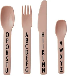 Design Letters Sztućce dziecięce w zestawie AJ Kids 4 el. nude 20201301NUDE plastik - Sztućce dla dzieci - miniaturka - grafika 2