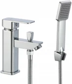 Akcesoria do armatury i ceramiki - Bateria Wannowa + prysznic Stojąca Mosiądz Chrom - miniaturka - grafika 1