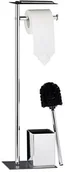 Akcesoria do wc - Relaxdays Komplet  WC z zamkiem uchwyt na papier toaletowy, szczotka do toalety i uchwyt na szczotkę, wys. x szer. x głęb. 66 x 20 x 13 cm, czarno-srebrny 10022547 - miniaturka - grafika 1