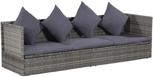 vidaXL Leżanka ogrodowa, szara, 200 x 60 cm, rattan PE - Leżaki ogrodowe - miniaturka - grafika 2
