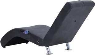 vidaXL Szezlong masujący z poduszką, szary, sztuczna skóra zamszowa - Szezlongi - miniaturka - grafika 6