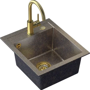 STEINER Quadron Zlewozmywak granit + bateria + zaślepka złoty JOHNNY 100 ART4350G1BP_3323502_PVDBSG1_Z - Zlewozmywaki z baterią - miniaturka - grafika 4