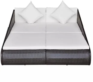 vidaXL Leżanka ogrodowa, brązowa, 201x139 cm, rattan PE vidaXL - Sofy ogrodowe - miniaturka - grafika 3