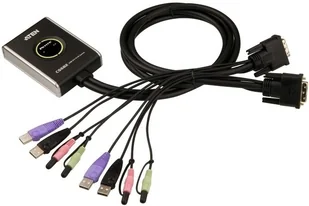 Aten Przełącznik KVM CS682-AT 2-portowy USB DVI/Audio z kablowym przełączaniem portów CS682-AT - Adaptery i przejściówki - miniaturka - grafika 2