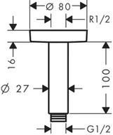Wylewki do baterii - Hansgrohe Crometta S Przyłącze sufitowe DN15 10 cm czarny chrom szczotkowany 27393340 - miniaturka - grafika 1