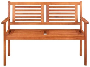 vidaXL 2-os. ławka ogrodowa z poduszką, 120 cm, lity eukaliptus 3060983 - Ławki ogrodowe - miniaturka - grafika 3