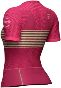 Compressport Triathlonowa koszulka kompresyjna damska TRI POSTURAL SS TOP różowo-zielona - Bielizna sportowa damska - miniaturka - grafika 5