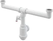 Syfony - Alca plast PODWÓJNY PÓŁSYFON ZLEWOZMYWAKA Z NAKRĘTKAMI 6/4" I PRZYŁĄCZEM ,BUTELKOWY A448P-DN50/40 - miniaturka - grafika 1