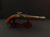 Repliki - broń - Denix SA REPLIKA WŁOSKI PISTOLET SKAŁKOWY NA STOJAKU MODEL 1104G+801 1104G+801 - miniaturka - grafika 1