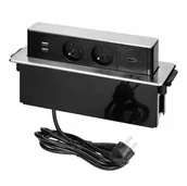 Wyłączniki światła i elektryczne - Orno Gniazdo meblowe wysuwane z blatu z płaskim frezowanym rantem, ładowarką USB i przewodem 2m, 2x2P+Z, 2 x USB (Typ A), HDMI, 3x1, - miniaturka - grafika 1