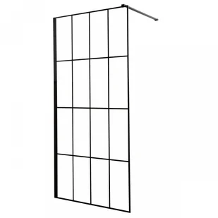 Kerra Ścianka prysznicowa WALK IN 100x200 cm / 8 mm, szprosy czarny mat Techno 100 - Ścianki i drzwi prysznicowe - miniaturka - grafika 2