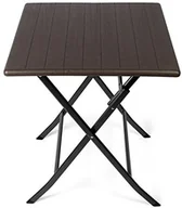 Stoły ogrodowe - Park Alley stolik pomocniczy stolik  prostokątny stół ogrodowy  z tworzywa sztucznego nadają się do ogrodu, na taras i balkon  stół bistro z ramy stalowej, brązowy (PA-9004) - miniaturka - grafika 1