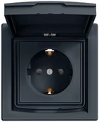 Gniazdka elektryczne - Schneider Asfora gniazdo hermetyczne Schuko podtynkowe pojedyncze z przesłonami IP44 antracyt EPH3100371 - miniaturka - grafika 1