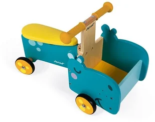 Janod drewniany jeździk ze skrzynią Hipopotam - Jeździki dla dzieci - miniaturka - grafika 5