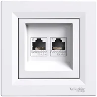 Gniazdka elektryczne - Schneider Asfora gniazdo komputerowe podtynkowe podwójne 2xRJ45 tategoria 6 z ramką białe EPH4800121 - miniaturka - grafika 1