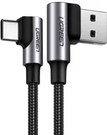 Kable USB - UGREEN kątowy kabel przewód USB - USB Typ C Quick Charge 3.0 QC3.0 3 A 2 m szary (US176 20857) - miniaturka - grafika 1