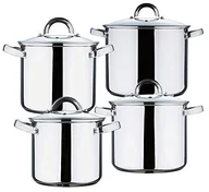 Zestawy garnków i patelni - Renberg Sara garnków-& pfannensets ze stali szlachetnej z pokrywką ollas 16 x 14.5 cm 2.9L; 18 x 16.0 cm 4.0L; 20 x 17.5 cm 5.4l; 24 x 19.5 cm 8.8l do płyt indukcyjnych RB-2003 - miniaturka - grafika 1