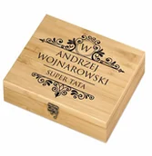 Zestawy do wina - Murrano Elektryczny korkociąg zestaw do wina w skrzynce z nadrukiem dla taty ZDW5-046 - miniaturka - grafika 1