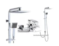 Baterie umywalkowe - STELLMAN Bateria Wannowa Natryskowa Prysznicowa LUMO z Deszczownicą QUBUS 1600WL - miniaturka - grafika 1