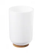 Kubki na szczoteczki do zębów - Domotechnika Kubek na szczoteczki do zębów 72x111 mm, biały/bambus SNOW SH/7579 - miniaturka - grafika 1