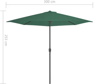 vidaXL Półparasol na słupku aluminiowym, 300x150 cm, zielony - Parasole ogrodowe - miniaturka - grafika 9