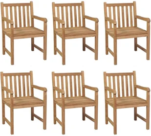 vidaXL Krzesła ogrodowe z czarnymi poduszkami, 6 szt., drewno tekowe! 3073053 - Fotele i krzesła ogrodowe - miniaturka - grafika 2