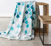 Koce - Eurofirany Koc KLOE biało-niebieskie łuski 150X200 Miętowy 347133 - miniaturka - grafika 1