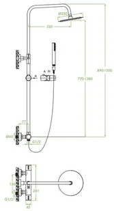 Laveo kolumna natryskowa z baterią termostatyczną Pretto PLP 70TD czarna - Zestawy prysznicowe - miniaturka - grafika 4