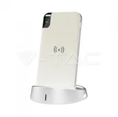 Powerbanki - V-Tac Power Bank 8000mAh/3,7V z ładowaniem bezprzewodowym biały - miniaturka - grafika 1