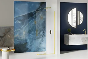 New Trendy EXK-4298 KABINA SMART LIGHT GOLD WALK-IN 130x200 CZYSTE 8mm ACTIVE SHIELD - Kabiny prysznicowe - miniaturka - grafika 2