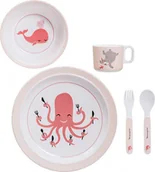 Zestawy naczyń dla dzieci - Bloomingville Sztućce i naczynia dziecięce Ida różowe 5 el. 47306226 - miniaturka - grafika 1