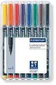 Foliopisy - Staedtler cienkopis pisak uniwersalny Lumocolor permanentny, Staedtler pudełko z 8 kolory w Bonus Pack z Lumocolor Duo Czerwony, wielokolorowa 8 szt. etui 313 WP8 - miniaturka - grafika 1