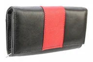 Portfele - PolskaGalanteria.pl Portfel Damski PolskaGalanteria Z Wstawką Długi Suwak Skóra Naturalna CZARNY WZÓR I D14-WST - miniaturka - grafika 1