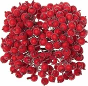 Ozdoby bożonarodzeniowe - Springos Sztuczna jarzębina ozdobna oszroniona gałązka 100 szt czerwona UNIWERSALNY 29781-uniw - miniaturka - grafika 1