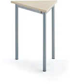 Meble do szkół i przedszkoli - AJ Produkty Biurko SONITUS TRIANGEL, 700x600x720 mm, beżowe linoleum, szary aluminium - miniaturka - grafika 1