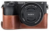 Akcesoria fotograficzne - MegaGear megagear "zawsze gotowa" prawdziwej skóry torba na aparat do Sony Alpha A6500 Half-Bottom pokrowiec ochronny  wytrzymały, odporność na zarysowania i uderzenia, brązowy MG1204 - miniaturka - grafika 1