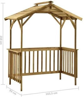 vidaXL Zadaszenie grilla, 163,5x93x210 cm, impregnowane drewno sosnowe - Pawilony ogrodowe - miniaturka - grafika 8