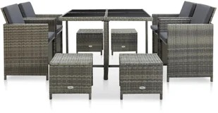 vidaXL 9-cz. zestaw mebli ogrodowych z poduszkami, rattan PE, szary - Meble ogrodowe - miniaturka - grafika 2