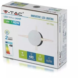 v-tac Oprawa Ścienna V-TAC 4W LED IP65 Czarna Okrągła VT-706 4000K 440lm - Lampy ścienne - miniaturka - grafika 5
