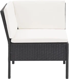 vidaXL 6-cz. zestaw mebli do ogrodu, z poduszkami, polirattan, czarny - Meble ogrodowe - miniaturka - grafika 9