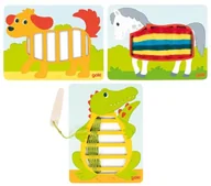 Zabawki zręcznościowe - Goki Sznurowanka dla dzieci - piesek, konik, krokodyl - miniaturka - grafika 1