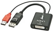 Złącza, przejściówki, adaptery - Lindy 38145 Konwerter adapter przejściówka sygnału DVI-D na Display Port z dodatkowym zasilaniem USB LY-38145 - miniaturka - grafika 1