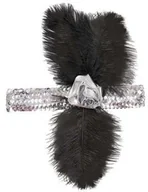 Dodatki do strojów karnawałowych - Widmann Opaska elastyczna "Retro Lata 20" srebrna WIDMANN WI2627N - miniaturka - grafika 1