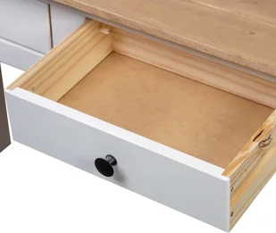 vidaXL Stolik konsola, biały, 100x40x73 cm, lita sosna, seria Panama - Ławy i stoliki kawowe - miniaturka - grafika 8