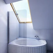 Parawany nawannowe - DUSO Parawan nawannowy dwuczęściowy DUSO 100x140 szkło transparentne DS111T DS111T - miniaturka - grafika 1