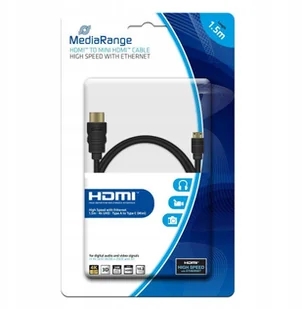 MediaRange Kabel HDMI MediaRange MRCS165 HDMI/MiniHDMI with Ethernet, 1.5m, czarny MRCS165 - Kable - miniaturka - grafika 2