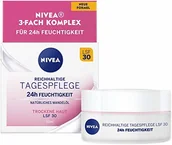 Kremy do twarzy - NIVEA Nivea bogaty w składniki odżywcze do pielęgnacji dziennej, LSF 30 (50 ml), krem do twarzy do suchej i wrażliwej skóry, krem na dzień z naturalnym olejkiem migdałowym i ekstraktem magnolia - miniaturka - grafika 1