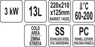 YATO FRYTOWNICA POJEDYNCZA 13L 3,5 KW YATO YG-04616 YG-04616 - Inne urządzenia gastronomiczne YATO FRYTOWNICA POJEDYNCZA 13L 3,5 KW YATO YG-04616 YG-04616 - Inne urządzenia gastronomiczne - miniaturka - grafika 9