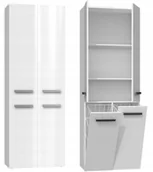 Szafki łazienkowe - SZAFKA ŁAZIENKOWA REGAŁ SŁUPEK NEL DD 2K KOSZ 60CM BIEL POŁYSK NEL 2K DD BPOŁ KPL - miniaturka - grafika 1